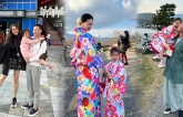 Phan Như Thảo rạng rỡ tại Nhật Bản: Tự tin khoe chân thon, diện kimono ngọt ngào bên ái nữ