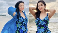 NSND Thu Hà tuổi 54 tự tin diện áo tắm khoe vóc dáng 'đồng hồ cát'
