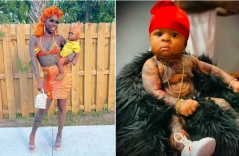 Tattoo-obsessed mother is SLAMMED for covering her one-year-old BABY in fake body art