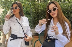 Mẹ Việt lấy tỷ phú Mỹ U60 mặc đầm không thèm cài cả hàng cúc, lấp ló quần bảo hộ