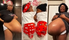 Strength Of A Woman: Mother Of New Set Of Twins Flaunts Giant Baby Bump After Babies Arrived A Month Before Due Date