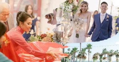 Đám cưới của cặp đôi Việt trên đất Mỹ, đội hình bê lễ đặc biệt Đám cưới của cặp đôi Việt trên đất Mỹ, đội hình bê lễ đặc biệt